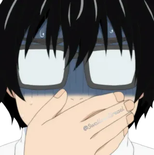 🤭 @swallowisrael Anime, Lo lắng, Mồ hôi, Bồn chồn, Nhân vật, Manga, Kính telegram sticker