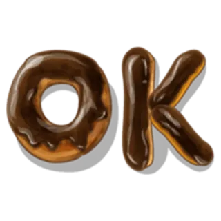 👌 OK donut, cioccolato, OK, cibo, dessert, lettera, dolce whatsapp sticker