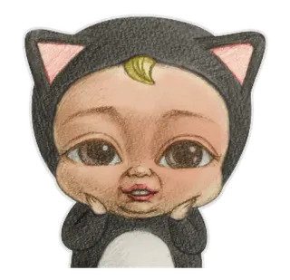 😳 bebê, gato, fofo, gatinho, animal, desenho animado whatsapp sticker