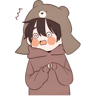 😵‍💫 anime, cartoon, cute, bear, hoodie, kawaii telegram sticker