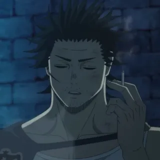 ☘️ Anime, Personnage, Cigarette, Fumer, Homme telegram sticker