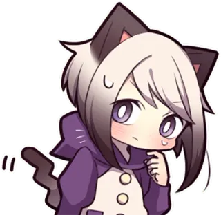 🤔 Anime, Dessin animé, Kawaii, Chat, Fille, Mignon, Autocollant whatsapp sticker