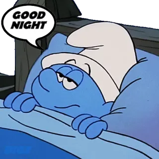 🛌 Smurf GOOD NIGHT puffi, buonanotte, sonno, cartoni animati, blu telegram sticker