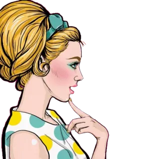 🤔 woman, profile, vintage, retro, blond hair, polka dots telegram sticker