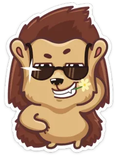 😎 cartoon, animal, glasses, flower, hedgehog telegram sticker
