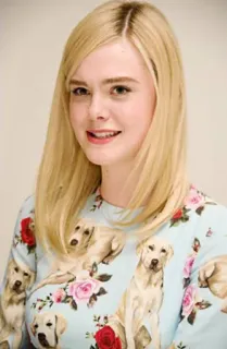 😑 Elle Fanning, Schauspielerin, Promi, Porträt, blond, Hunde, Blumen whatsapp sticker