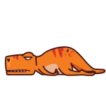 😵 dinozaur, t-rex, leżący, pomarańczowy, kreskówka, zwierzę, gad telegram sticker