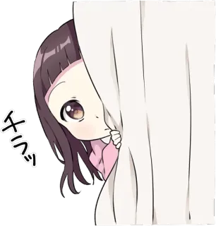 👀 チラッ Anime, Sbirciare, Carina, Ragazza, Tenda, Guardando telegram sticker