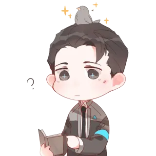 😶 Connor Detroit: Become Human android, investigator, robot, bird, chibi, cute, science fiction, futuristic telegram sticker