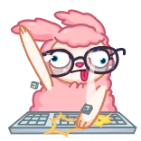🤓 coelho, óculos, teclado, língua, dedo do meio whatsapp sticker