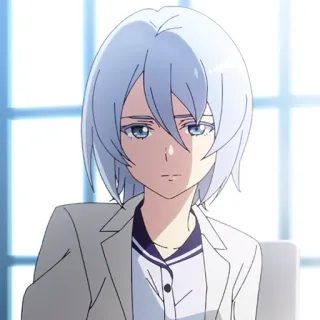 💎 anime, personagem, mulher, séria, cabelo azul telegram sticker
