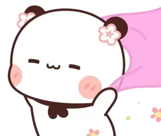 ☺️ Panda, Carino, Fiore, Adesivo, Cartone animato, Kawaii telegram sticker