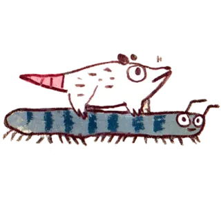 🪱 zwierzę, opos, stonoga, kreskówka, uroczy telegram sticker