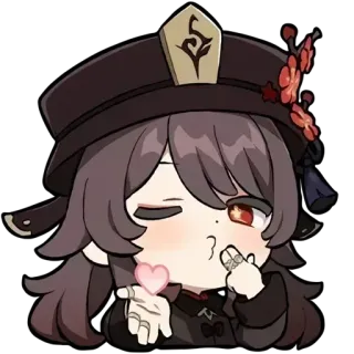 😘 Hu Tao Genshin Impact Anime, Hu Tao, Genshin Impact, Gra, Postać, Chibi, Naklejka telegram sticker
