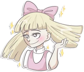 ✨ Helga Pataki Hey Arnold! dibujos animados, serie de televisión, nickelodeon, helga pataki, pelo rubio, lazo, pegatina telegram sticker