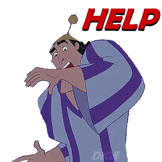 🆘 Kronk The Emperor's New Groove HELP การ์ตูน, ดิสนีย์, ช่วยด้วย, กลัว, ครองค์ telegram sticker