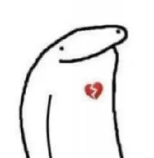 ❕ corazón roto, triste, dibujos animados, simple, amor, desamor, blanco whatsapp sticker