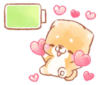 🥰 cute, dog, heart, low battery, sticker, animal, illustration whatsapp sticker