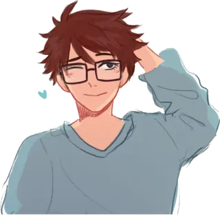 😅 Anime, Desenho animado, Menino, Personagem, Óculos, Retrato telegram sticker