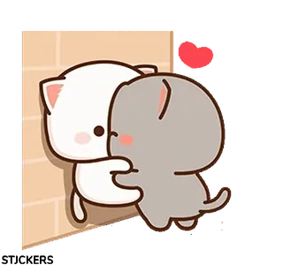 ๐ฝ cats, love, couple, cute, cartoon, hugging telegram sticker