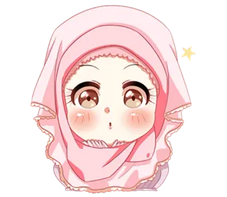 😮 Hiyab, Musulmán, Chica, Anime, Dibujos animados, Lindo whatsapp sticker