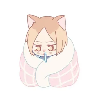 😷 oreilles de chat, chibi, kawaii, malade, couverture, mignon, garçon chat whatsapp sticker
