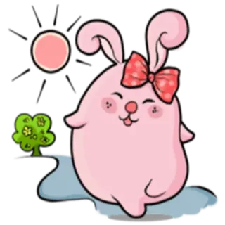 ☀️ conejo, rosa, lindo, dibujos animados, animal, kawaii, pegatina telegram sticker