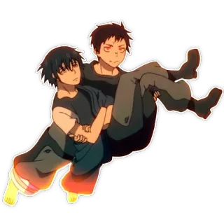 🚀 anime, characters, carrying, fire force telegram sticker