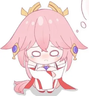 🌟 Yae Miko Genshin Impact Animé, Chibi, Kawaii, Yae Miko, Genshin Impact, Triste whatsapp sticker