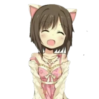 😝 Anime, Gadis kucing, Kawaii, Kartun, Lucu telegram sticker