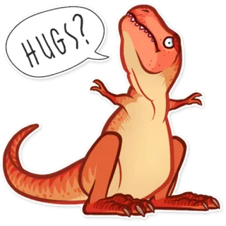 👐 Hugs? 恐竜, ティラノサウルス, ハグ, 漫画, フレンドリー, 動物 telegram sticker