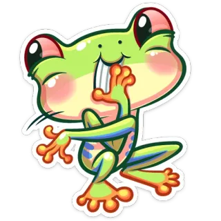 ☺️ rana, cartone animato, animale, carino, adesivo, kawaii telegram sticker