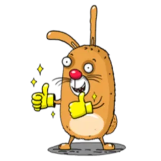 👍 coniglio, cartone animato, pollice in su, animale, divertente, personaggio whatsapp sticker
