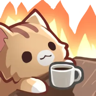 🔥 chat, café, cosy, mignon, relaxant, feu telegram sticker