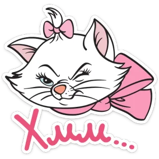 🤔 Marie The Aristocats Хмм... kat, cartoon, Marie, De Aristokatten, Disney, kitten telegram sticker
