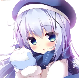 ☃ Anime, Chica, Linda, Invierno, Nieve, Personaje whatsapp sticker