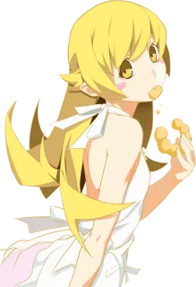 🍴 Shinobu Oshino Monogatari Anime, Mangá, Rosquinha, Cabelo loiro, Kawaii, Fofo telegram sticker