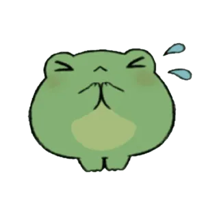 😀 개구리, 귀여운, 초록색, 땀, 이모지, 만화 telegram sticker