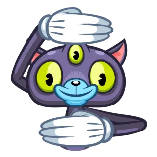 🙈 mèo, hoạt hình, ba mắt, động vật, dễ thương, nhãn dán telegram sticker