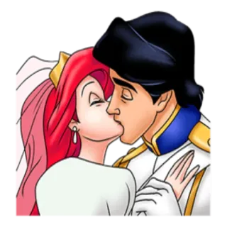 💋 Ariel The Little Mermaid Disney, Baiser, Amour, Princesse, Dessin animé telegram sticker