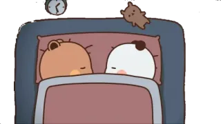 🧸 schlafend, Bären, süß, Cartoon, Paar, Bett whatsapp sticker