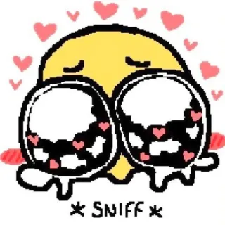 🦦 * SNIFF * renifler, mignon, jaune, coeurs, emoji, kawaii, dessin animé telegram sticker