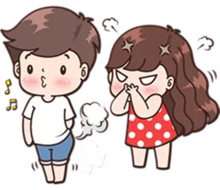 💨 dibujos animados, pareja, pedo, humor, avergonzado, lindo telegram sticker