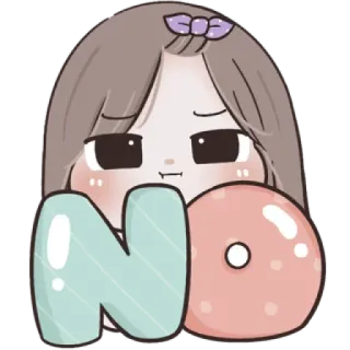 🌙 NO meisje, nee, schattig, cartoon, sticker whatsapp sticker