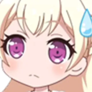 😥 アニメ, 漫画, 金髪, 紫色の目, かわいい, ステッカー whatsapp sticker