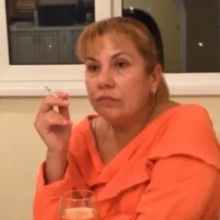 🚬 woman, cigarette, smoking, portrait, orange shirt telegram sticker