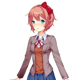 😣 Sayori Doki Doki Literature Club! anime, girl, cute, character, Sayori, Doki Doki Literature Club! telegram sticker
