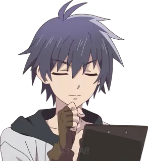 🤔 อนิเมะ, มังงะ, ตัวละคร, คิด, ครุ่นคิด telegram sticker