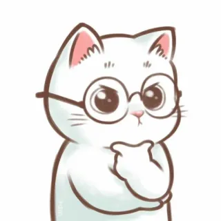 🐱 chat, lunettes, pensée, animal, mignon telegram sticker