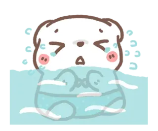 🧺 bear, swimming, cute, water, cartoon, kawaii whatsapp sticker